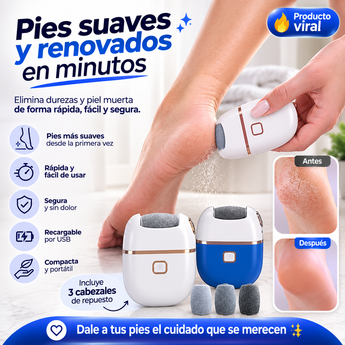 Removedor de Callos Eléctrico Recargable USB - PieLibre